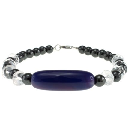 Pearlz Ocean Hematite, Crystal & Purple Agate Bracelet