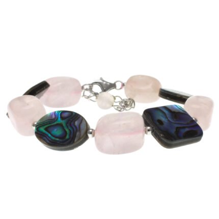 Pearlz Ocean Rose Quartz and Abalone Shell Bracelet