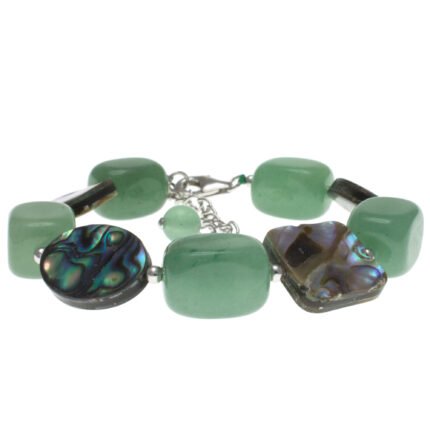 Pearlz Ocean Green Aventurine and Abalone Shell Bracelet