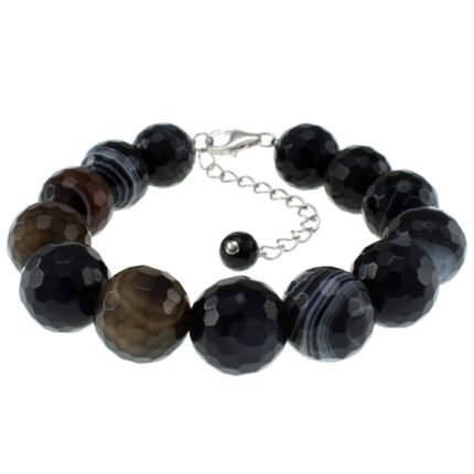 Pearlz Ocean Black Banded Agate Faceted Bracelet