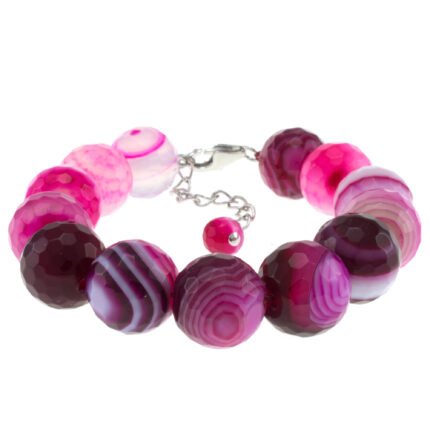 Pearlz Ocean Pink Banded Agate Faceted Bracelet