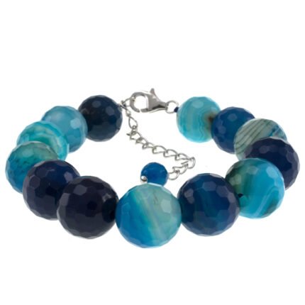 Pearlz Ocean Blue Banded Agate Faceted Bracelet