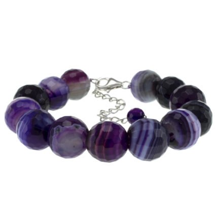 Pearlz Ocean Purple Banded Agate Faceted Bracelet