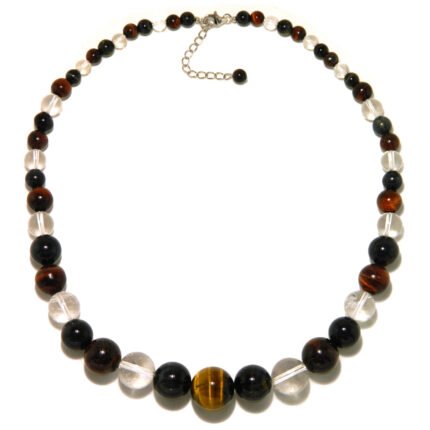 Pearlz Ocean Tigers Eye and White Quartz Journey Necklace