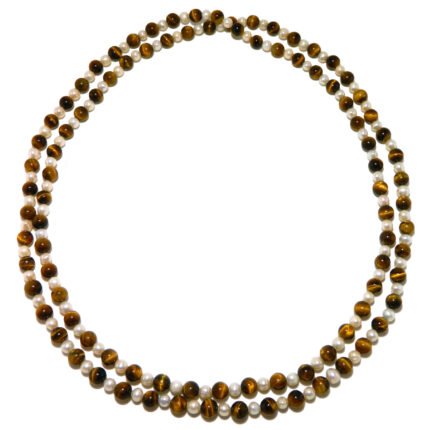 Pearlz Ocean Tigers Eye and Freshwater Pearl Endless Necklace