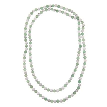 Pearlz Ocean White Howlite and Green Aventurine Endless Necklace