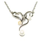 Pearlz Ocean Sterling Silver and Freshwater Pearl Pendant Necklace