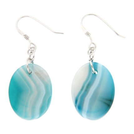 Pearlz Ocean Blue Banded Agate EarRings
