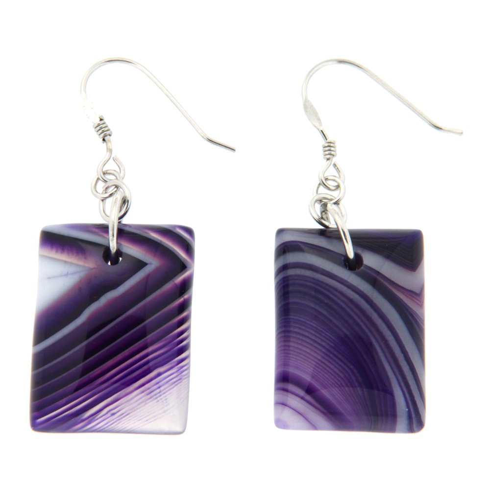 Pearlz Ocean Purple Banded Agate EarRings
