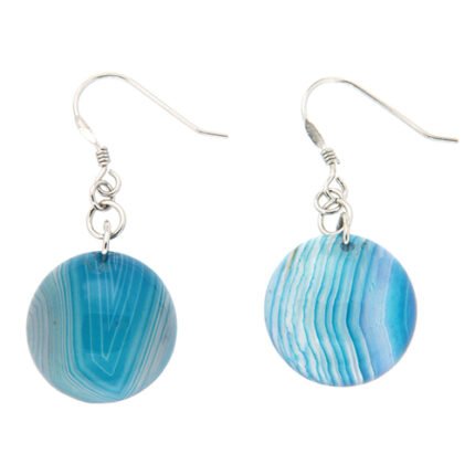 Pearlz Ocean Blue Banded Agate EarRings