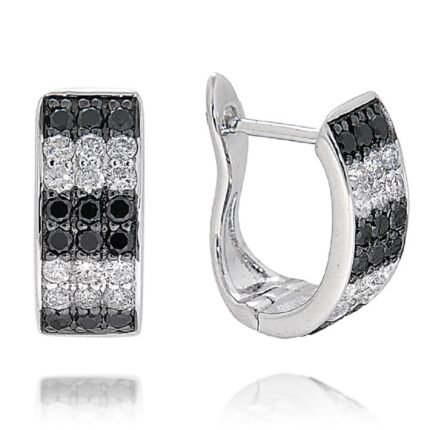 D'sire Sterling Silver Black & White Diamond Earrings