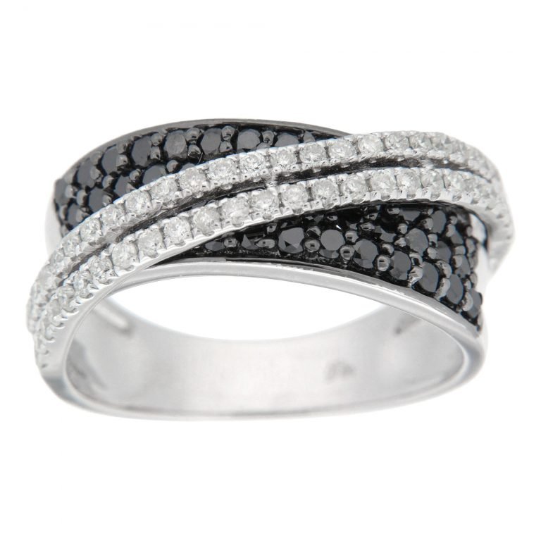 D'sire Sterling Silver Black & White Diamond Ring