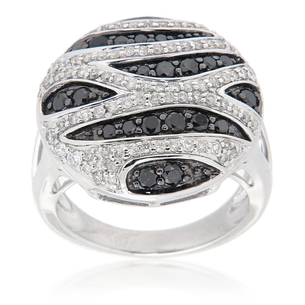 D'sire Sterling Silver Black & White Diamond Ring