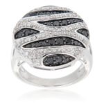 D'sire Sterling Silver Black & White Diamond Ring