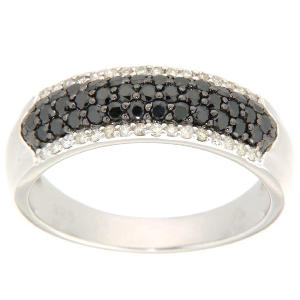D'sire Sterling Silver Black & White Diamond Ring