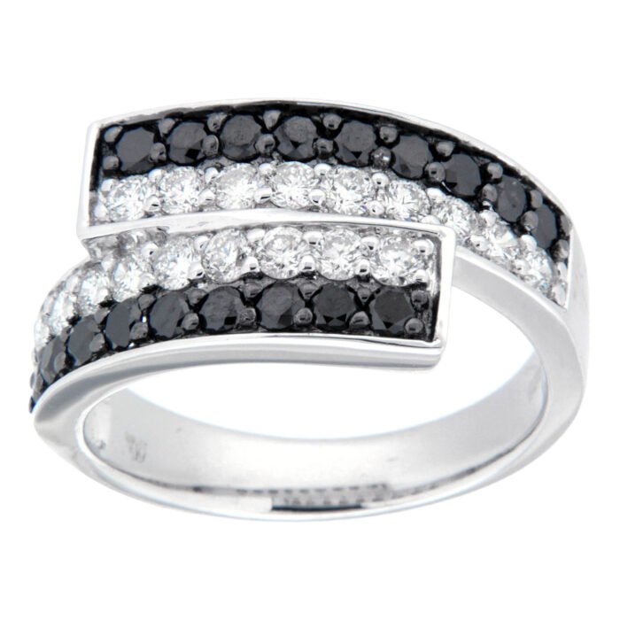 D'sire Sterling Silver Black & White Diamond Ring