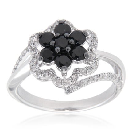 D'sire Sterling Silver Diamond & Black Spinel Ring