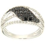 D'sire Sterling Silver Black & White Diamond Ring