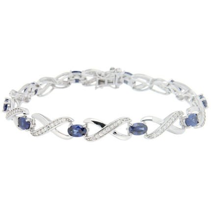 GGL Sterling Silver Blue & White Zircon Bracelet