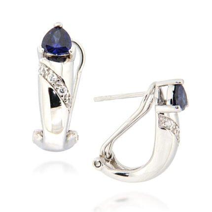 GGL Sterling Silver Blue and White Zircon EarRings