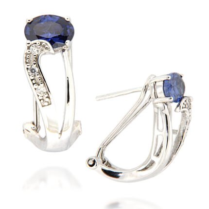 GGL Sterling Silver Blue and White Zircon EarRings