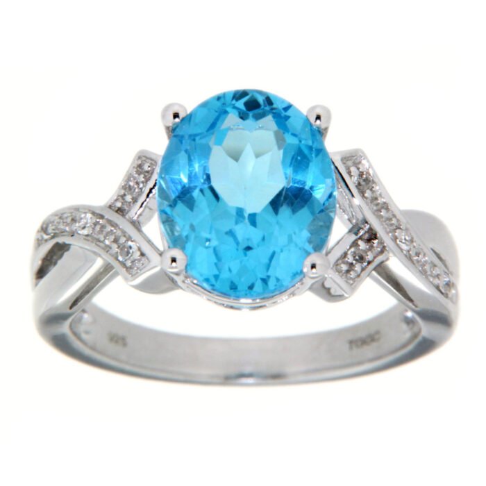 GGL Sterling Silver Swiss Blue Topaz Ring