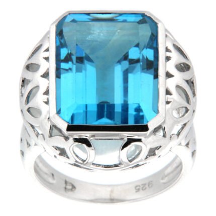 GGL Sterling Silver Swiss Blue Topaz Ring