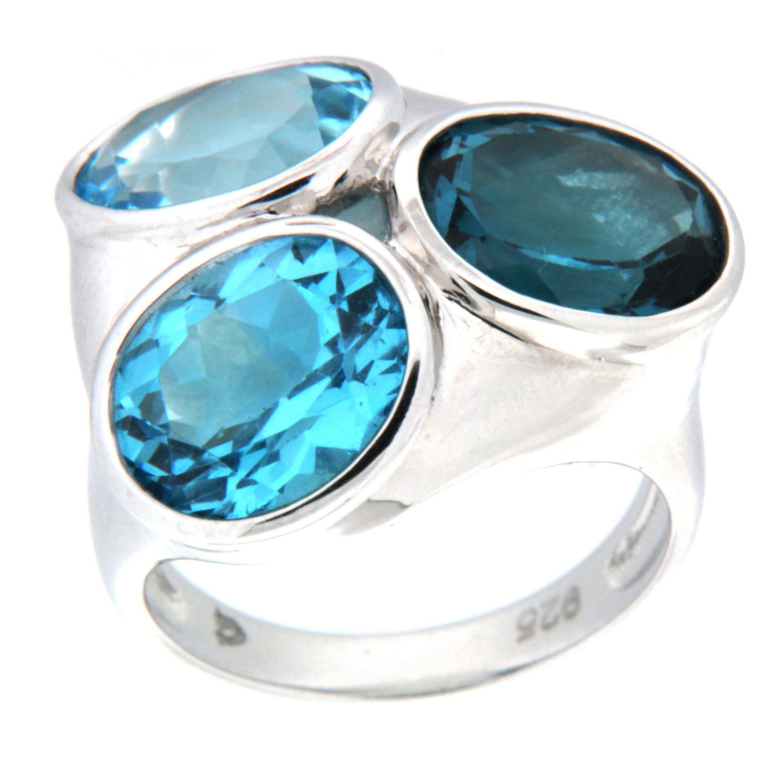 GGL Sterling Silver Blue Topaz Ring
