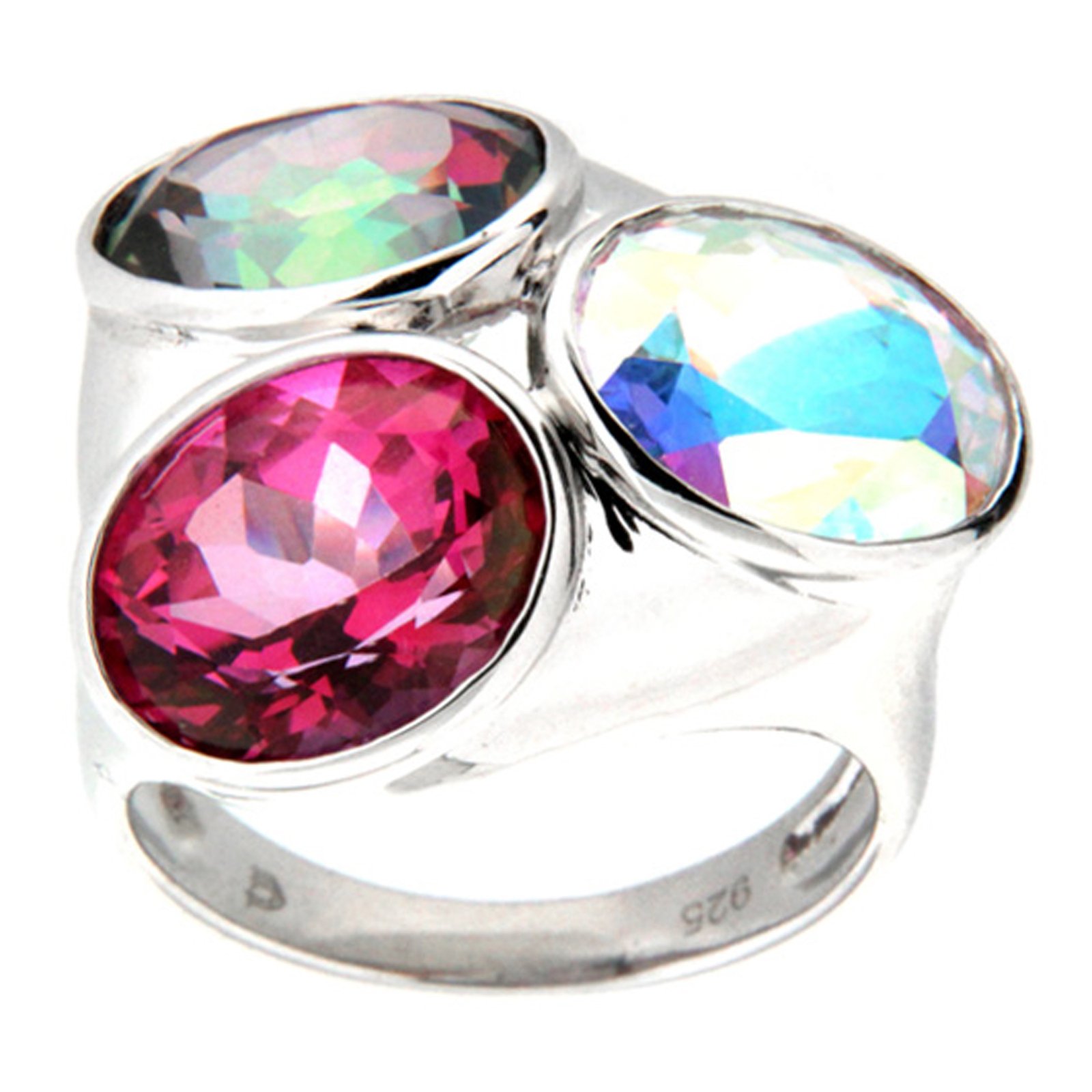 GGL Sterling Silver Multi-color Topaz Ring