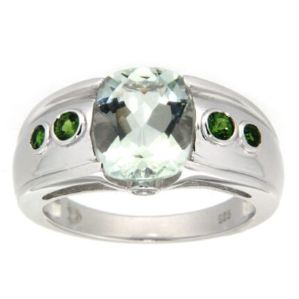 GGL Sterling Silver Green Amethyst Ring