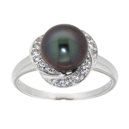 GGL Sterling Silver Tahitian Pearl Ring