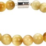 Pearlz Ocean Natural Healing Gemstone Round 8mm Crystal Bead 8 Inch Long Handmade Bracelet 925 Sterling Silver for Women Girls