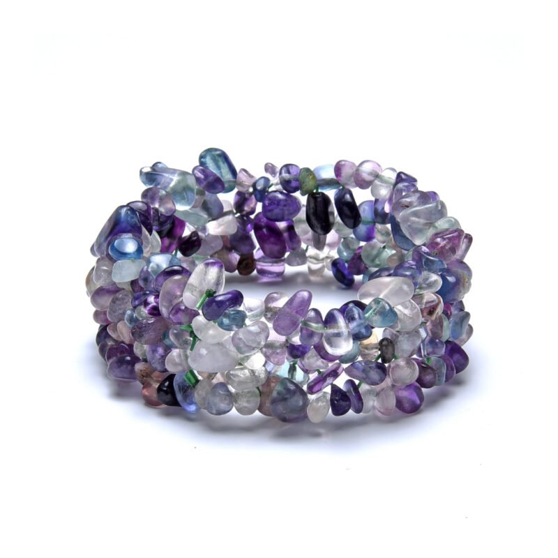 Pearlz Ocean Fluorite Gemstone Chip Stretch Bracelet – Handmade Women’s Jewelry