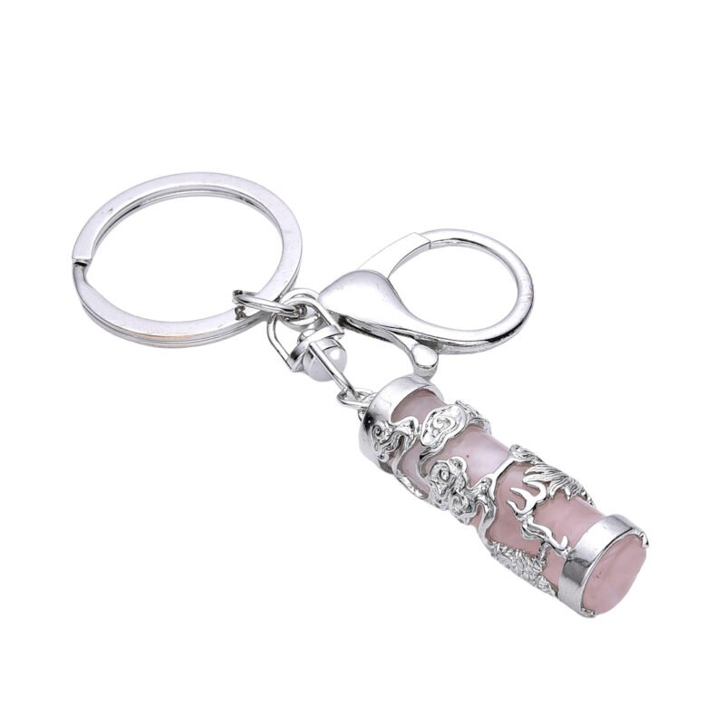 Pearlz Ocean White Quartz Crystal Keychain Dragon Wrap – Unique Gift for Men and Women