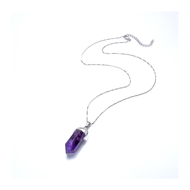 Pearlz Ocean Purple Banded Amethyst Pendant Necklace – 18 Inch Sterling Silver Chain Zambia Gemstone
