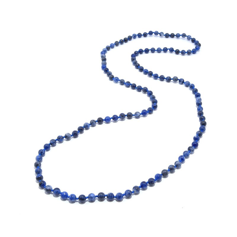 Pearlz Ocean 36 Inch Blue Agate Round Bead Necklace – Handmade Healing Crystal Jewelry for Unisex Gift