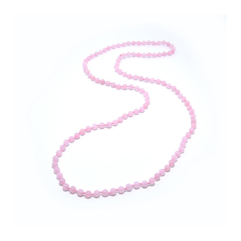 Pearlz Ocean Rose Quartz Beaded Necklace – 36 Inch Handmade Gemstone Strand