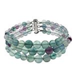 Pearlz Ocean 3 Layer Round Graduation Stone Beads Beaded Bracelet for Women Sterling Silver Clasp
