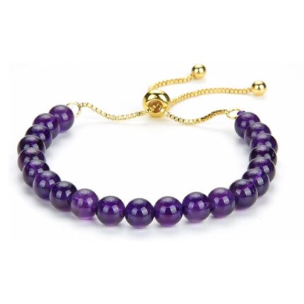 Pearlz Ocean Natural Healing Gemstone Round 8mm Crystal Bead 8 Inch Long Handmade Bracelet 925 Sterling Silver for Women Girls
