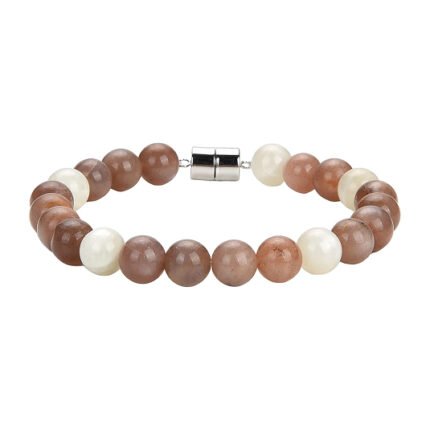 Pearlz Ocean Natural Healing Gemstone Round 8mm Crystal Bead 8 Inch Long Handmade Bracelet 925 Sterling Silver for Women Girls