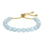 Pearlz Ocean Natural Healing Gemstone Round 8mm Crystal Bead 8 Inch Long Handmade Bracelet 925 Sterling Silver for Women Girls