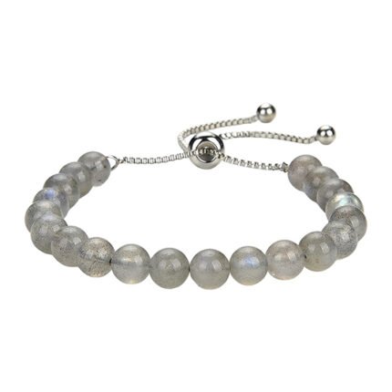 Pearlz Ocean Natural Healing Gemstone Round 8mm Crystal Bead 8 Inch Long Handmade Bracelet 925 Sterling Silver for Women Girls