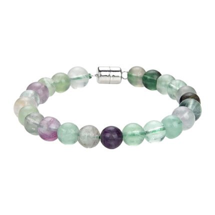 Pearlz Ocean Natural Healing Gemstone Round 8mm Crystal Bead 8 Inch Long Handmade Bracelet 925 Sterling Silver for Women Girls