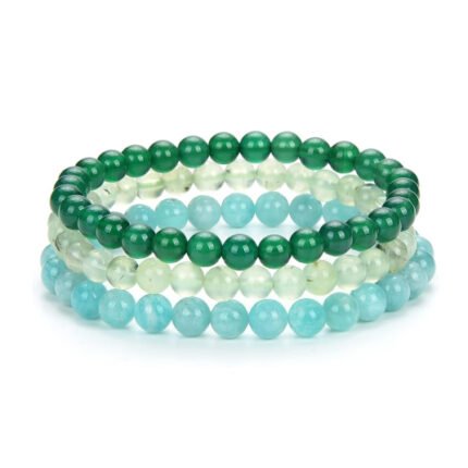 Pearlz Ocean Unisex Multi Color Gemstone Stackable Bracelet Set of 3 Beaded Stretch Bracelets Gifts for Women Teens Men