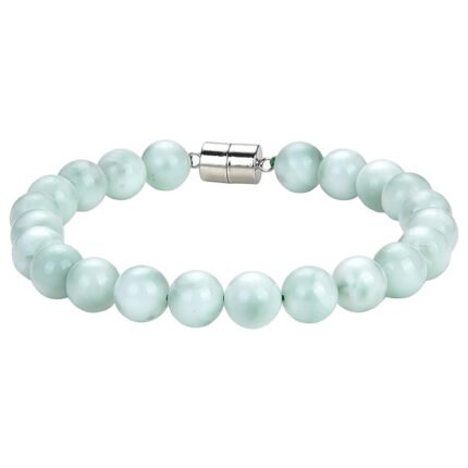Pearlz Ocean Natural Healing Gemstone Round 8mm Crystal Bead 8 Inch Long Handmade Bracelet 925 Sterling Silver for Women Girls