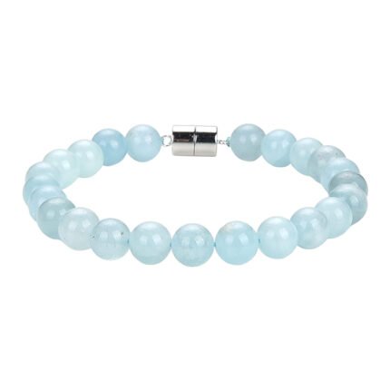 Pearlz Ocean Natural Healing Gemstone Round 8mm Crystal Bead 8 Inch Long Handmade Bracelet 925 Sterling Silver for Women Girls