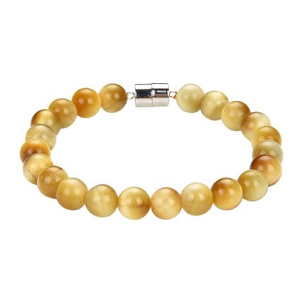 Pearlz Ocean Natural Healing Gemstone Round 8mm Crystal Bead 8 Inch Long Handmade Bracelet 925 Sterling Silver for Women Girls
