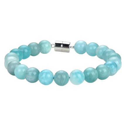 Pearlz Ocean Natural Healing Gemstone Round 8mm Crystal Bead 8 Inch Long Handmade Bracelet 925 Sterling Silver for Women Girls