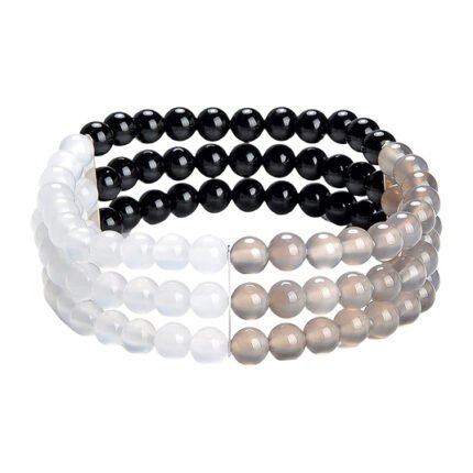 Pearlz Ocean Unisex Multi Color Gemstone Stackable Bracelet Set of 3 Beaded Stretch Bracelets Gifts for Women Teens Men