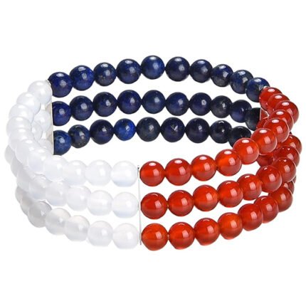 Pearlz Ocean Unisex Multi Color Gemstone Stackable Bracelet Set of 3 Beaded Stretch Bracelets Gifts for Women Teens Men